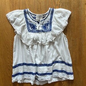 Sea New York embroidered cotton blouse with ruffles